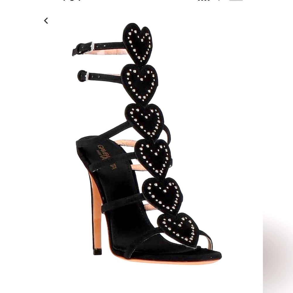 Giambattista Valli Suede Heart Cage Sandals in black